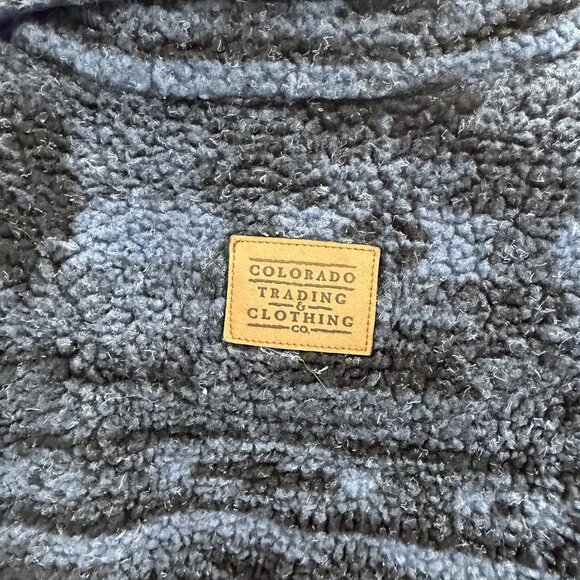 Colorado Trading Jacket Mens XL Blue Black Sherpa Fleece Buffalo Bison Western - Picture 2 of 8